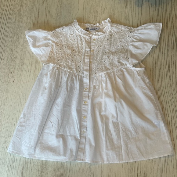 Zara Tops Zara Flutter Sleeve White Button Down Shirt Poshmark